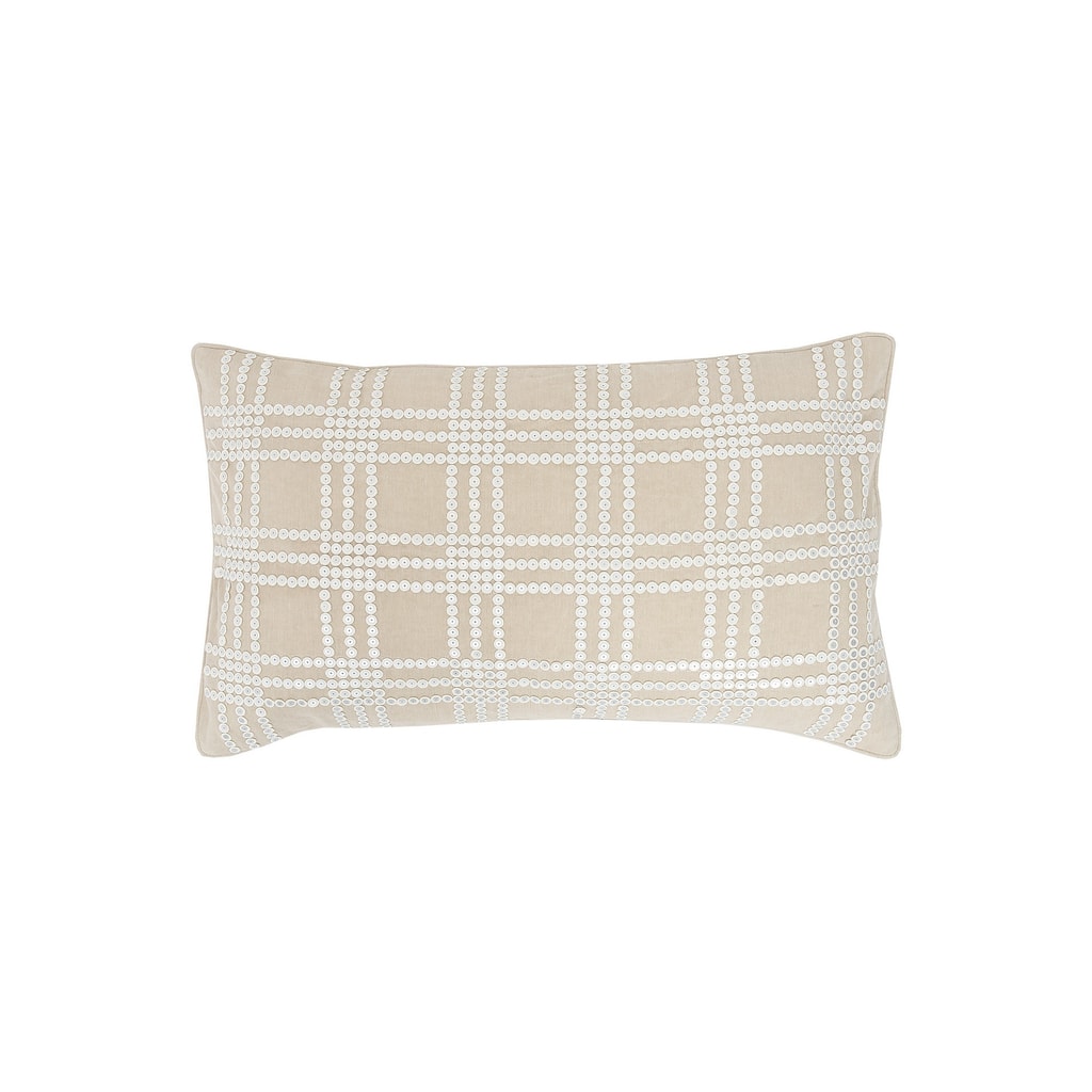 Sequin Grid Hand Embellished Throw Pillow