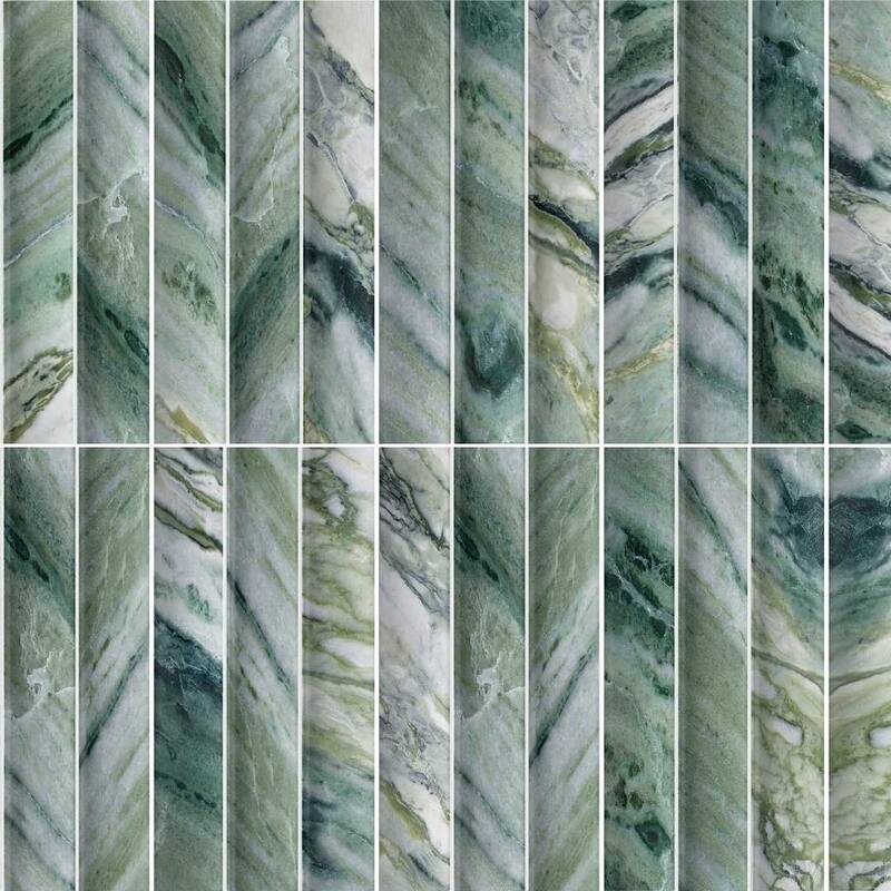 Lyrical 4.5x9 Matte Marble Look Porcelain Fluted Ribbed Tile - Wall, Backplash - 4.5 x 4.5 Sample - Jade
