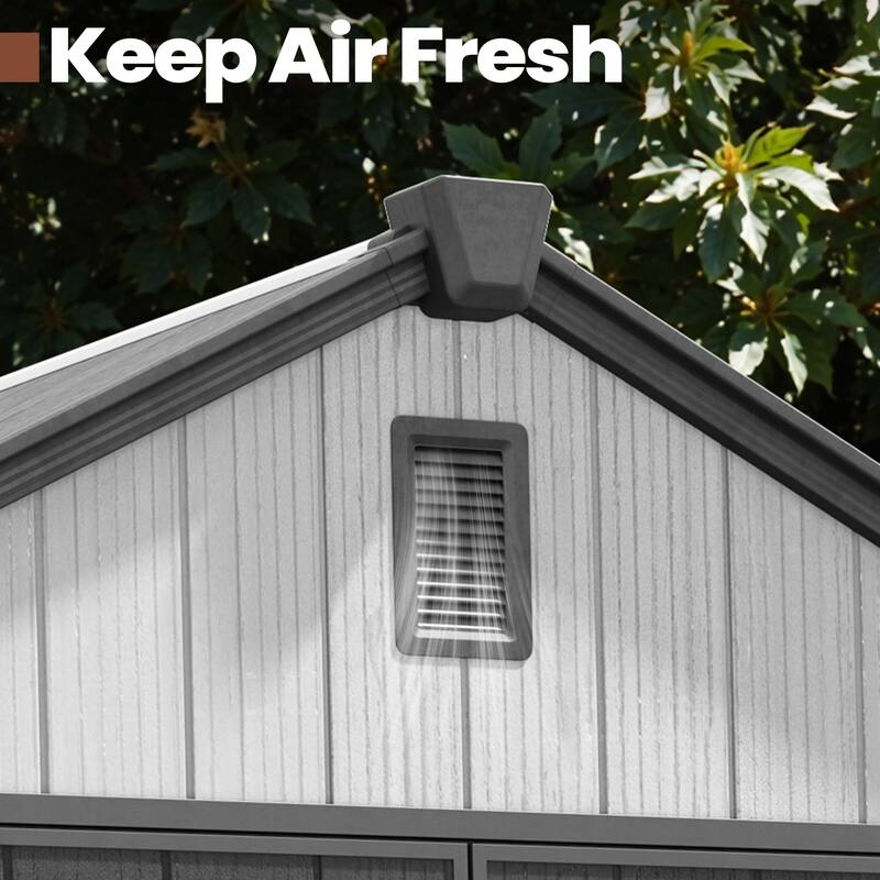 All-Weather Lockable Door Resin Outdoor Storage Shed with Window Floor for Patio Furniture and Tools