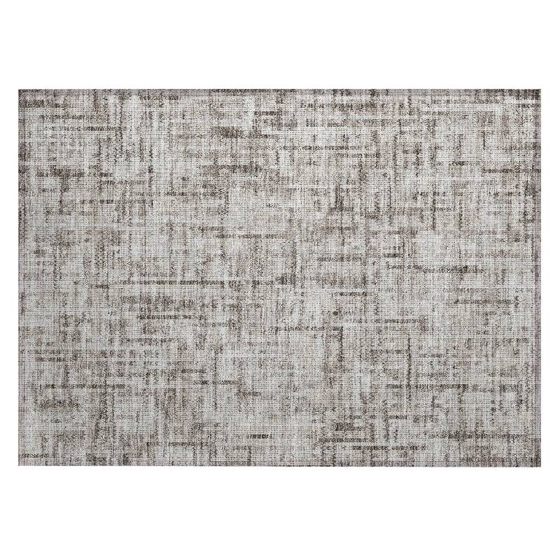 Machine Washable Indoor/Outdoor Modern Crosshatch Chantille Rug