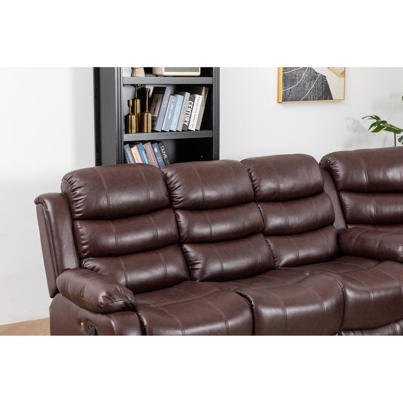 Donivi LED Faux Leather Reclining Sectional With Speakers