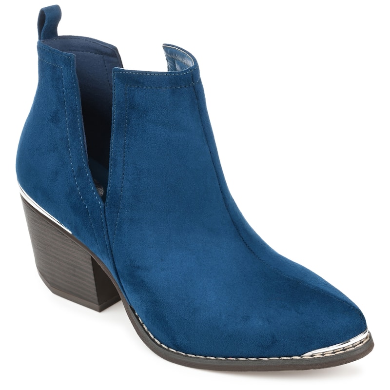 Journee Collection Women's Issla Pull On Stacked Heel Booties - Medium - Blue - 12