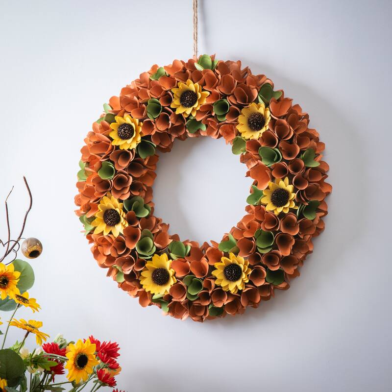 Sunflower Wood Curl Wreath