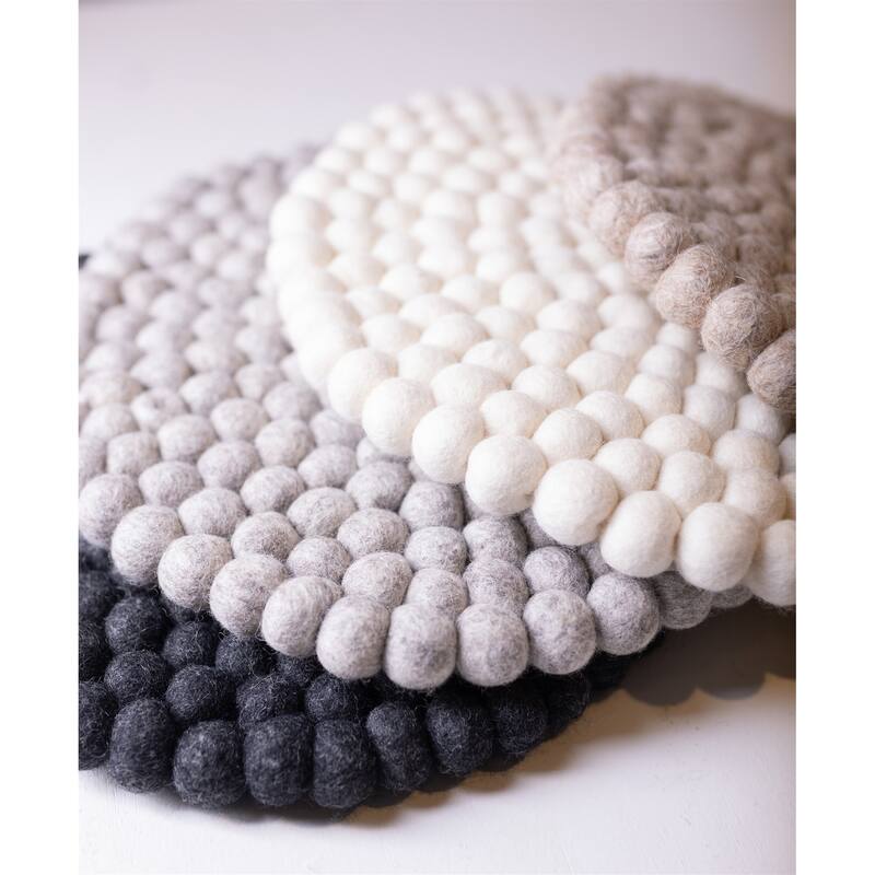 Wool Pom Chairpad/Trivet Dia13.60 NATURAL BEIGE - A - NATURAL BEIGE
