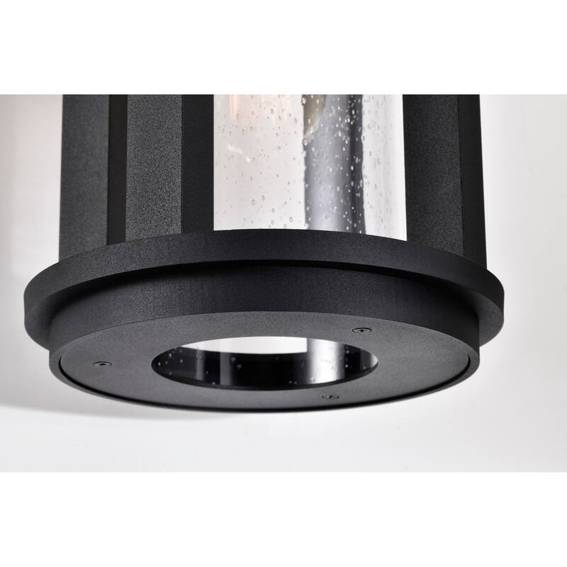 Wilton 1 Light Large Wall Lantern Matte Black with Clear Seeded Glass