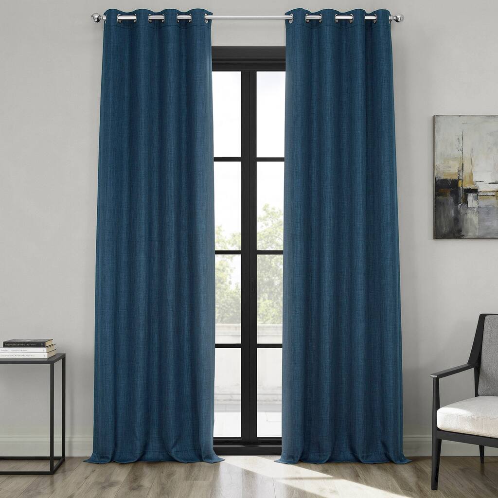 Exclusive Fabrics Grommet Textured Faux Linen Room Darkening Curtains for Bedroom & Living Room Curtains (1 Panel)