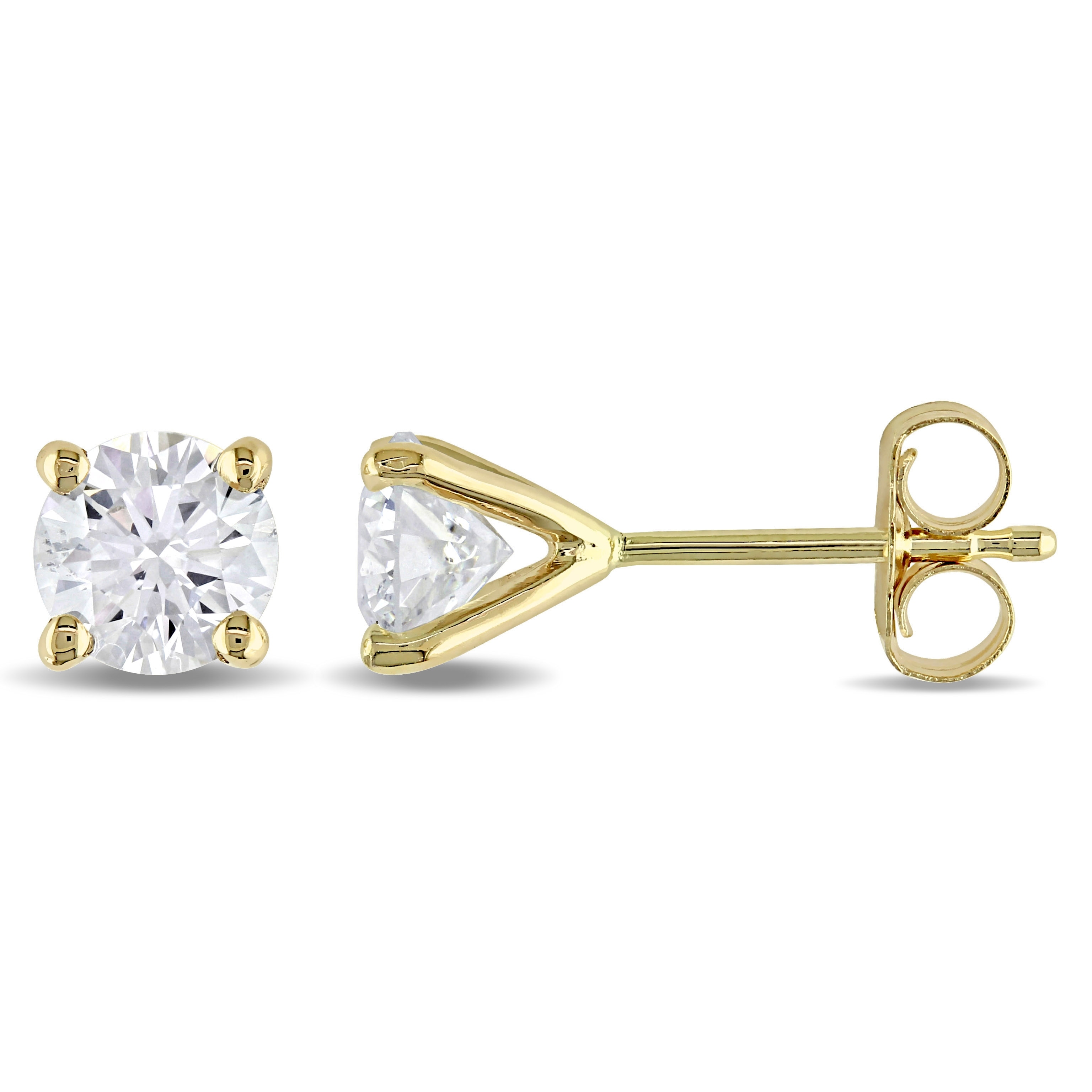 Miadora 14k or 18k White Gold Solitaire Diamond Stud Earrings 1 1/2 to 4ct TDW