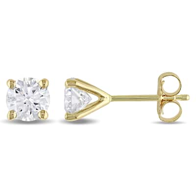 Miadora 18k Gold Solitaire Princess Cut Diamond Stud Earrings 1 1/2 or 2ct TDW