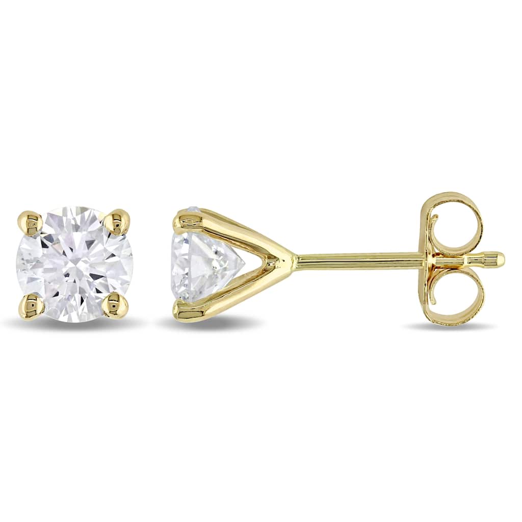 Miadora 18k Gold Solitaire Princess Cut Diamond Stud Earrings 1 1/2 or 2ct TDW