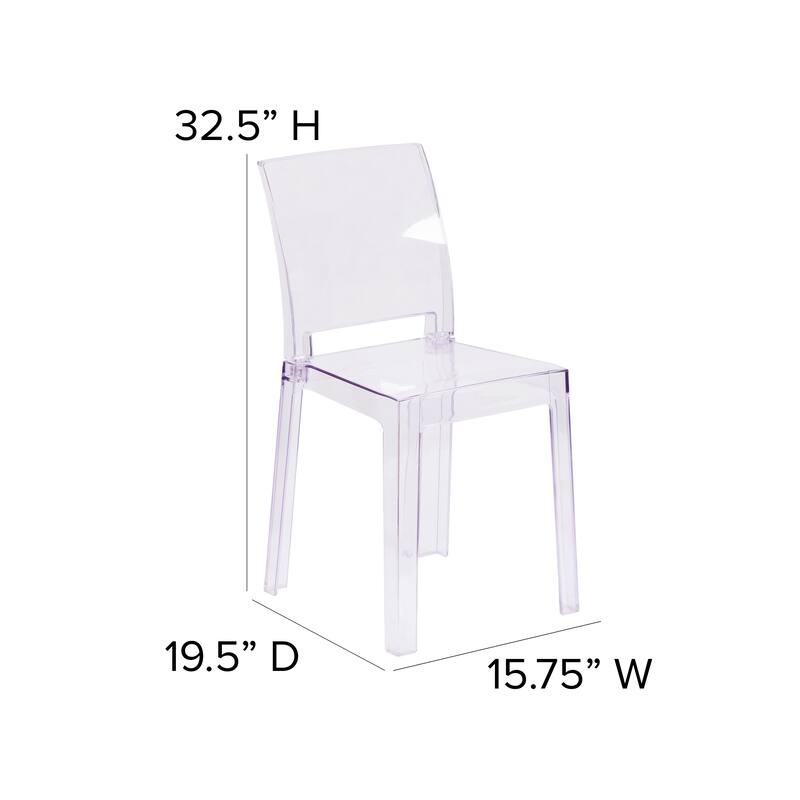 Chair with Square Back in Transparent Crystal - Wedding Chairs - 15.75"W x 19.5"D x 32.5"H