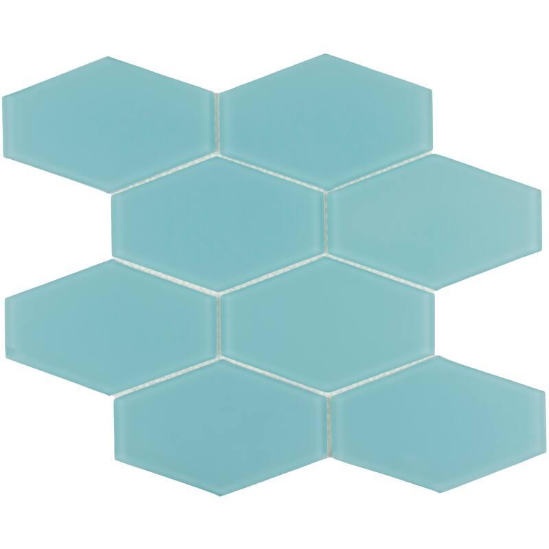 Long Hex 11 in. x 11 in. Glass Mesh-Mounted Mosaic Tile - Skyline Matte - 3 in. x 4 in. tile sample