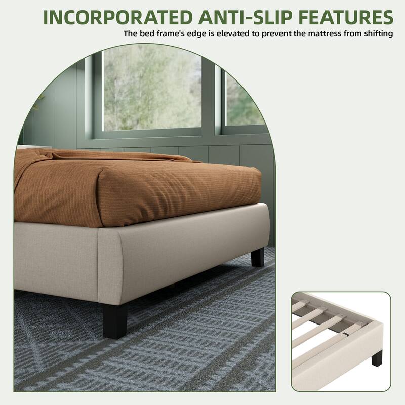 Moasis Upholstered Tufted Bed Frame with Adjustable Height Headboard