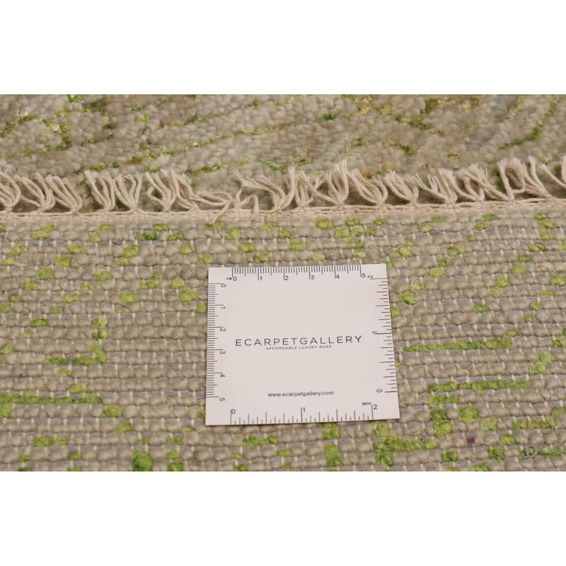 ECARPETGALLERY Hand-knotted Silk Shadow Light Khaki Silk, Wool Rug - 6' 10" x 9' 10"