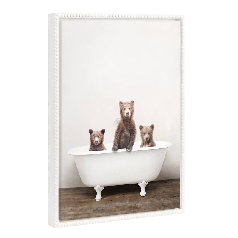 Sylvie Beaded 3 Little Bears in Vintage Bathtub Canvas by Amy Peterson
