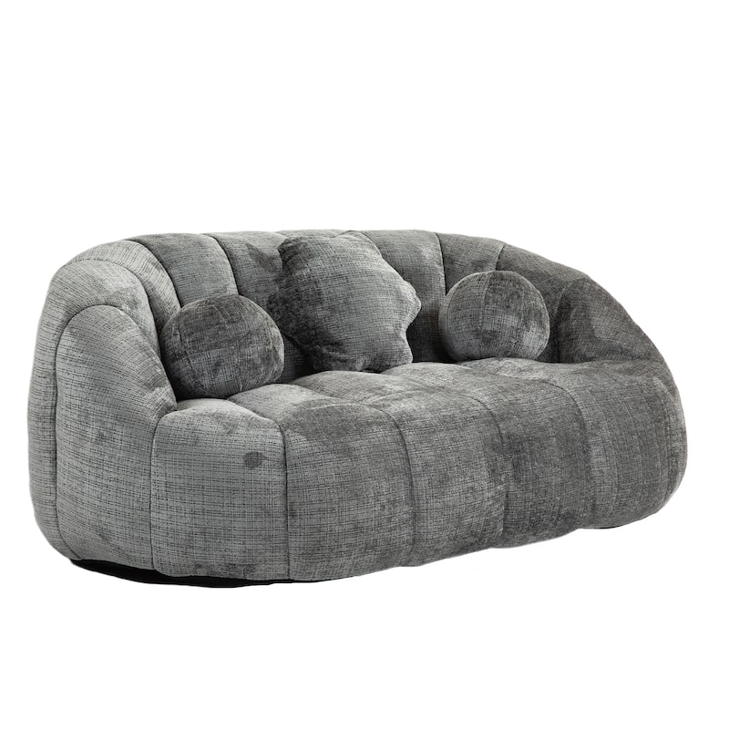 Gray 63.78" Chenille Lounge Chair with Foam Filling and Pillows