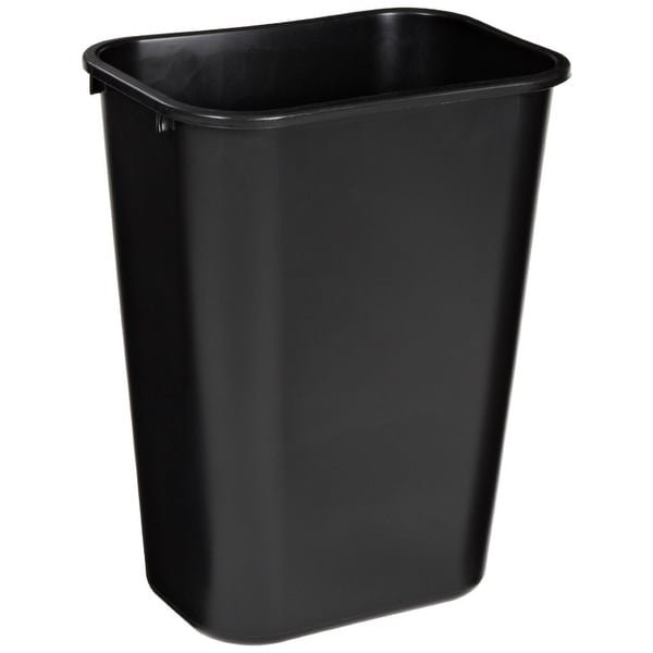 Rubbermaid FG295700BLA Rectangular Plastic Wastebasket, Black, 41 Qt