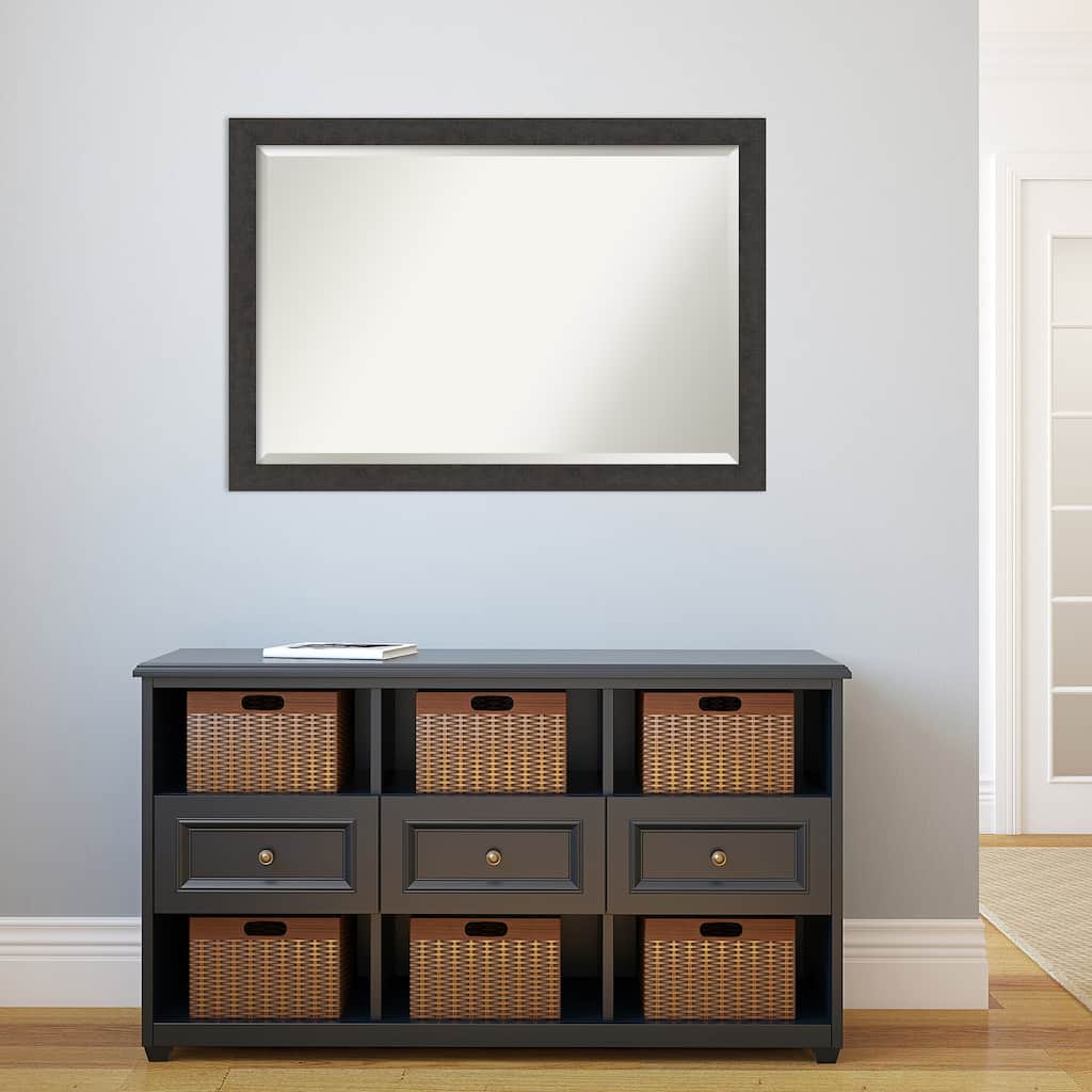 Beveled Wall Mirror - Rustic Plank Narrow Frame