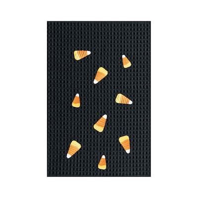 Candy Corn Halloween Waffle Weave Cotton Kitchen Towel
