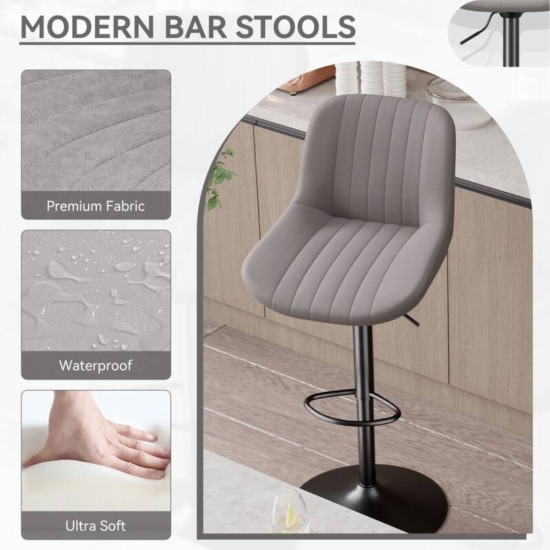 Set of 2 Adjustable Counter Height Swivel Bar Chairs