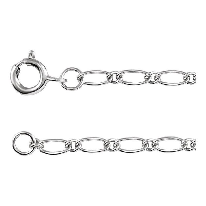 Curata 14k White Gold 1.5mm Figaro Chain Necklace (Spring-ring)