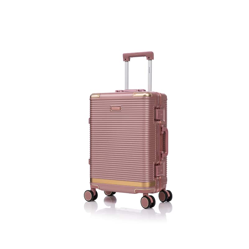 3-Piece, 20/24/28-Inch Modern Aluminum Alloy Luggage Set, Stylish Combination Lock Luggage, for Boarding Travel, Rose Gold