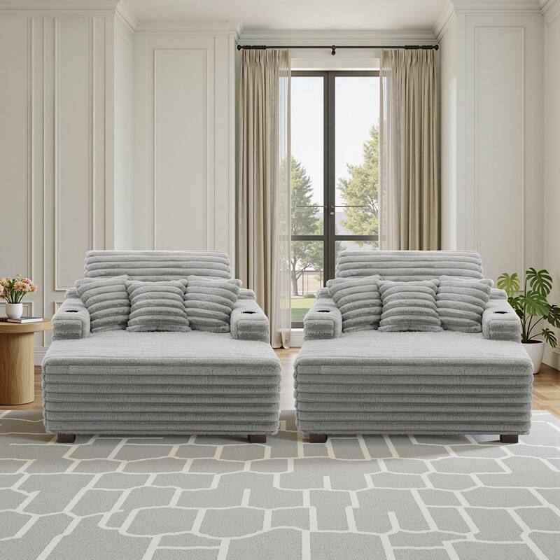 53" Upholstered Chaise Lounge Indoor Sofa with Pillows