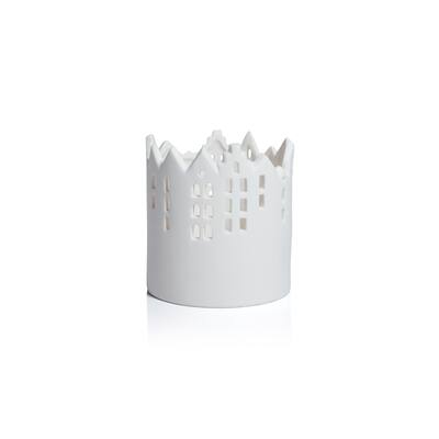 Skyline Ceramic Multipurpose Hurricanes or Planters, Decorative Holders, Set of 2