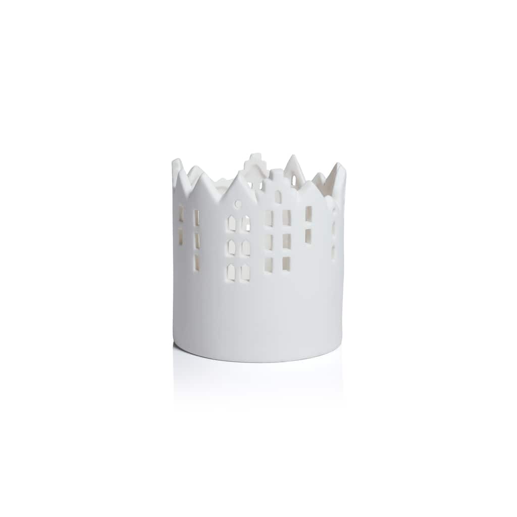 Skyline Ceramic Multipurpose Hurricanes or Planters, Decorative Holders, Set of 2