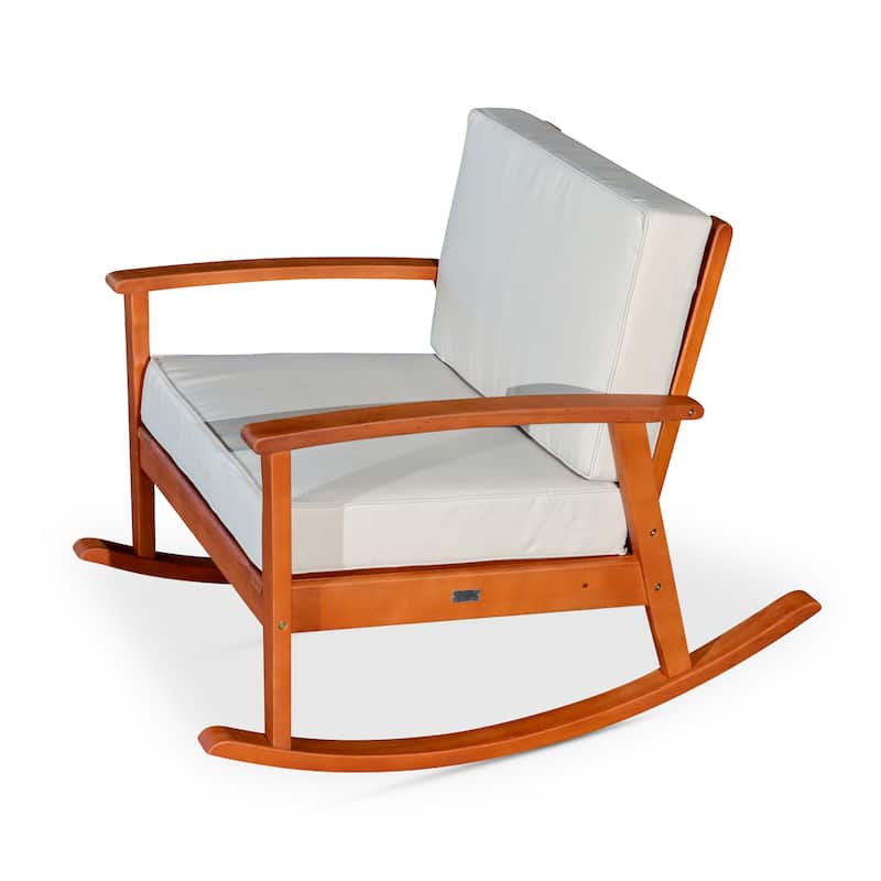 DTY Outdoor Living Longs Peak Eucalyptus Rocking Chair with Cushions - Natural Oil/ Sand