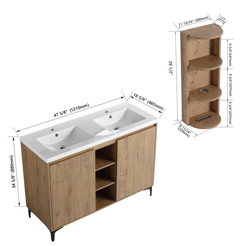48" Freestanding Bathroom Vanity With Double Sink