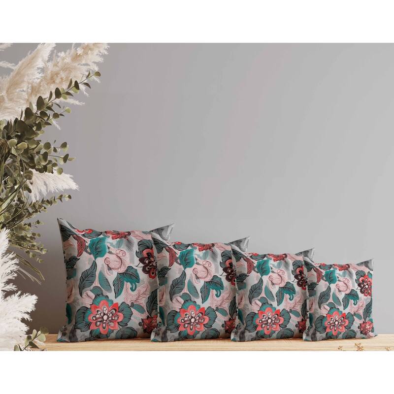 Eclectic Garden Faux Suede Reversible Throw Pillow Green and Red