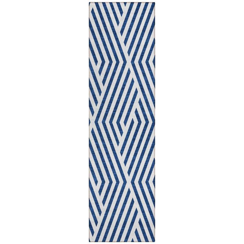 Machine Washable Indoor/ Outdoor Modern Diamonds Chantille Rug