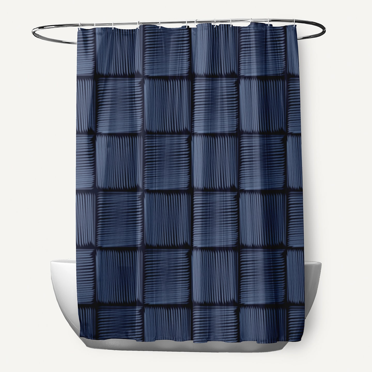 Basketweave Geometric Print Shower Curtain (71 x 74)