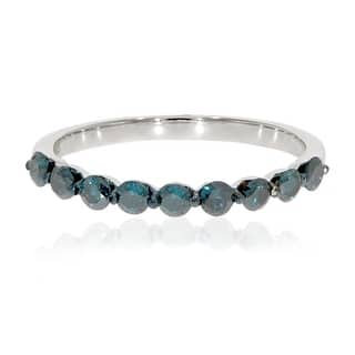 Blue Diamond Rings For Less Brand New 0 54 Carat Round Brilliant Cut Blue Diamond Wedding Band
