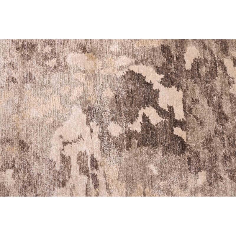 ECARPETGALLERY Hand-knotted Legacy Grey, Light Khaki Silk Rug - 5'8 x 7'9