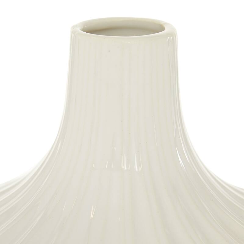 Ceramic Fluted Vase - White - Roche River Decor - 6"W x 6"L x 13"H
