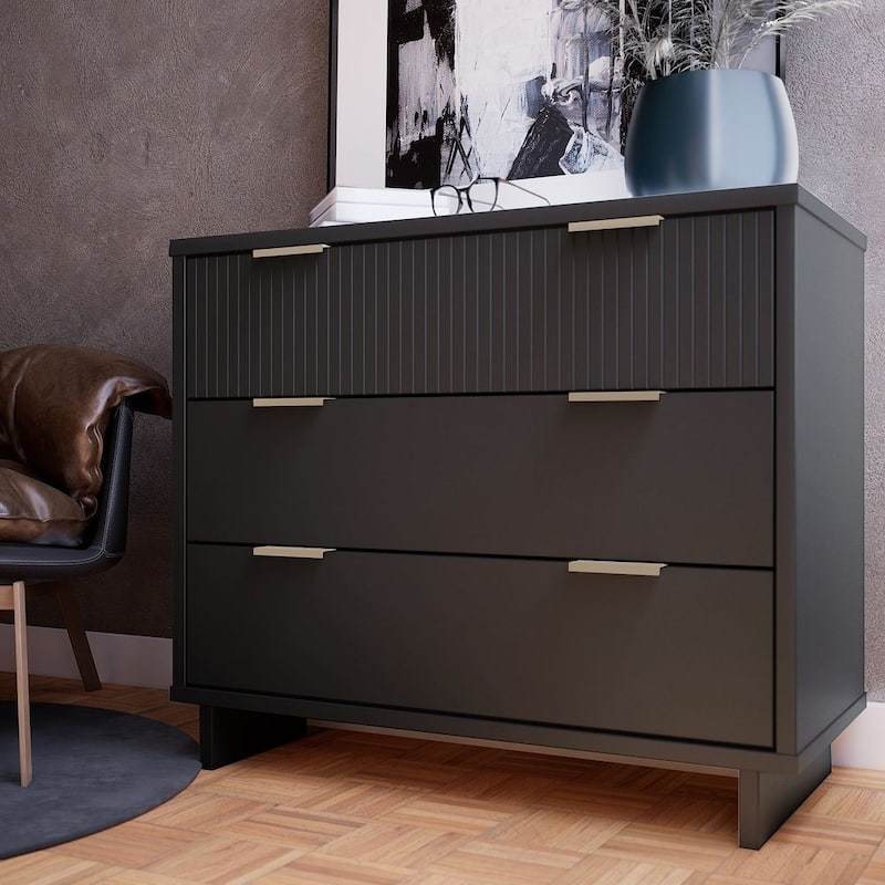 Manhattan Comfort Granville 38.18" Modern Standard 3 Drawer Dresser