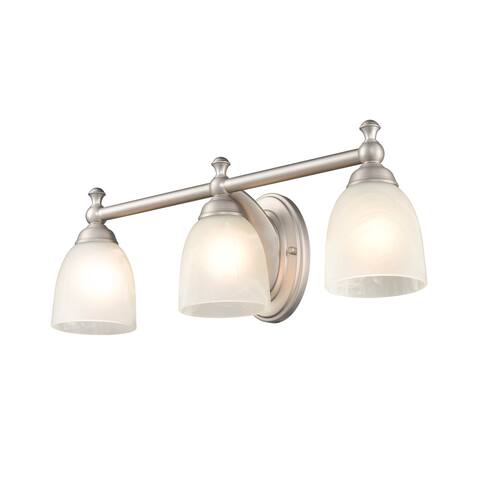 Millennium Lighting 3 Light Metal Vanity Fixture in Satin Nickel with Faux Alabaster Glass Shades - N/A