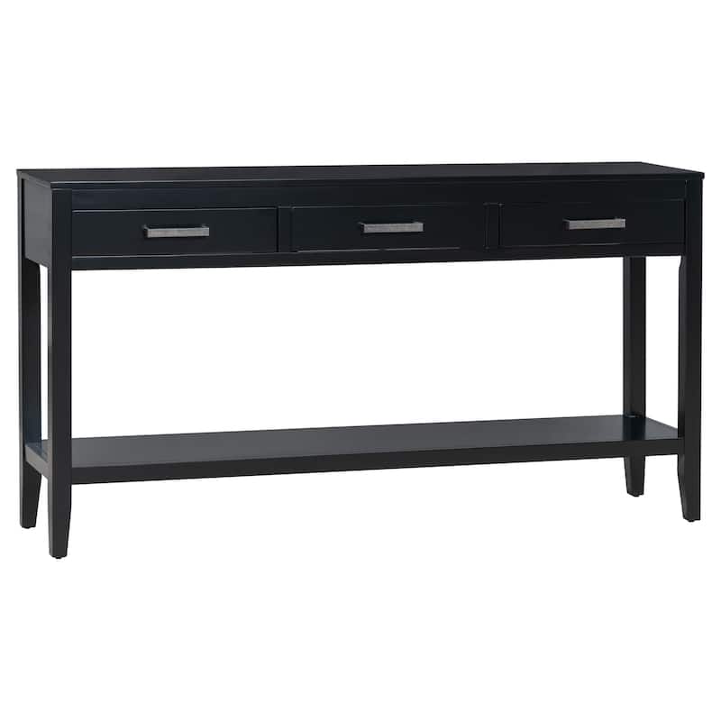 59.1" MDF Minimalist Console Table 3 with Drawer & Display Shelf (150lb Capacity)