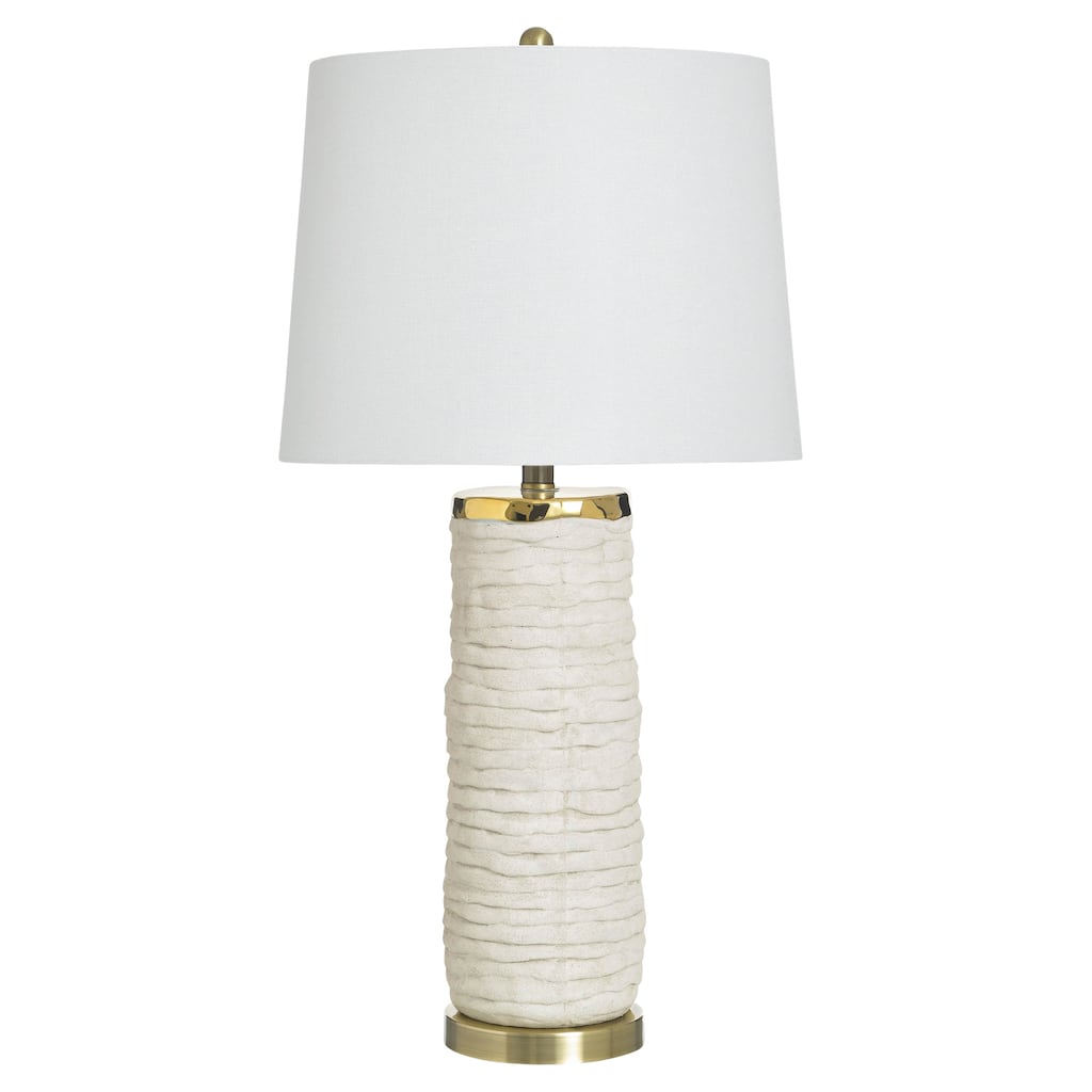 StyleCraft Ceramic Table Lamp - Denizlt Gold - White Shade