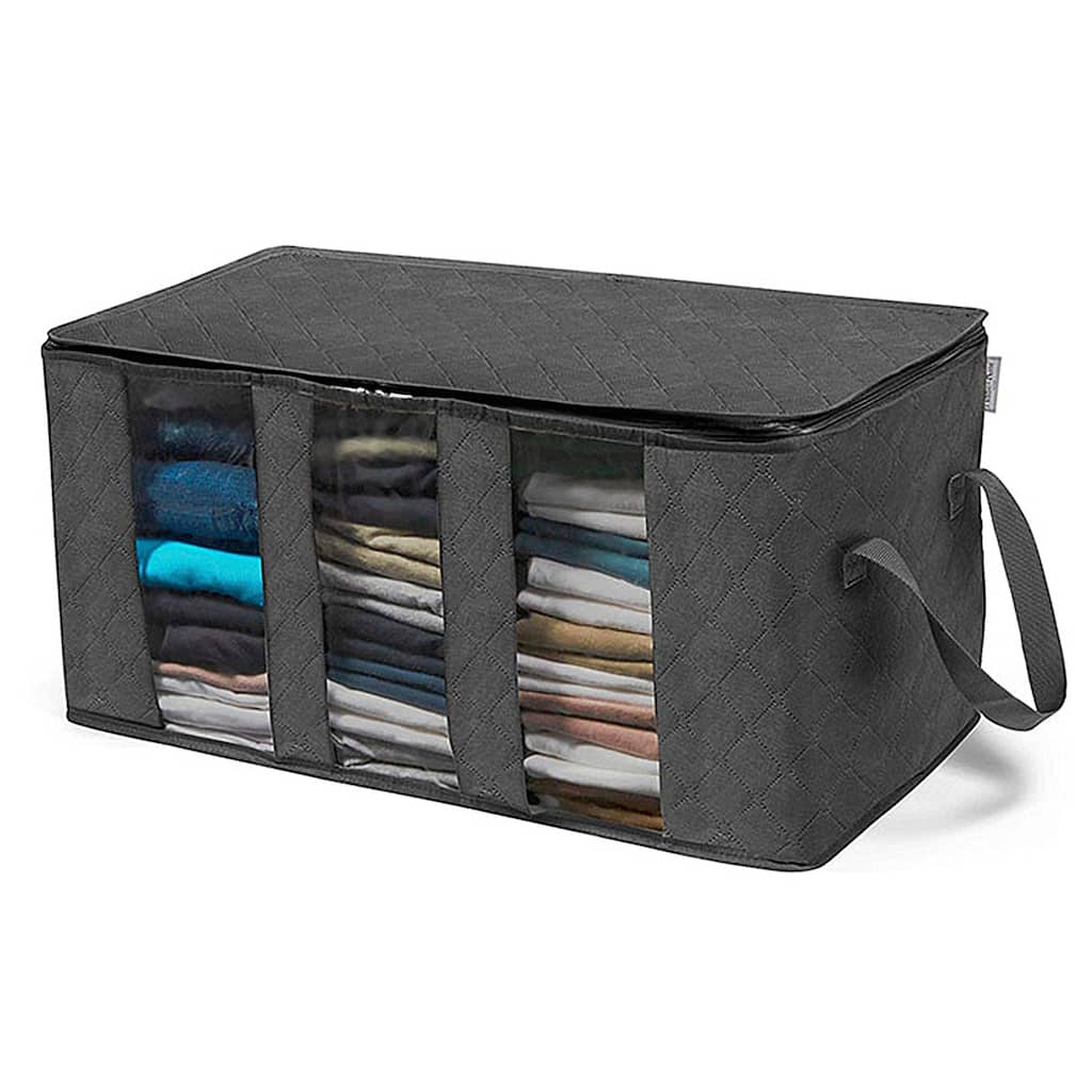 Enova Home Dark Grey Non Woven Fabric Foldable Storage Underbed Clothes Cover Bag