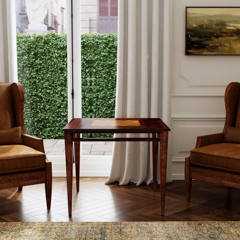 Daltrey 36" Square Game Table - Brown/Red