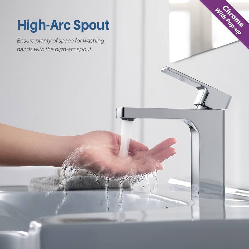 Solid Brass Lead-free Single-handle High Arc Bathroom Faucet