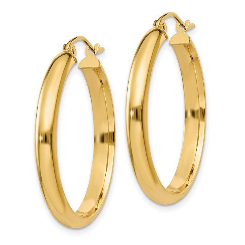 Curata 14k Yellow Gold Polished Round Tube Hoop Earrings - 30x30mm