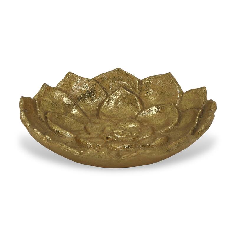 Cheung's Handmade Gold Leaf Cast Iron Lotus Table Decor - Large