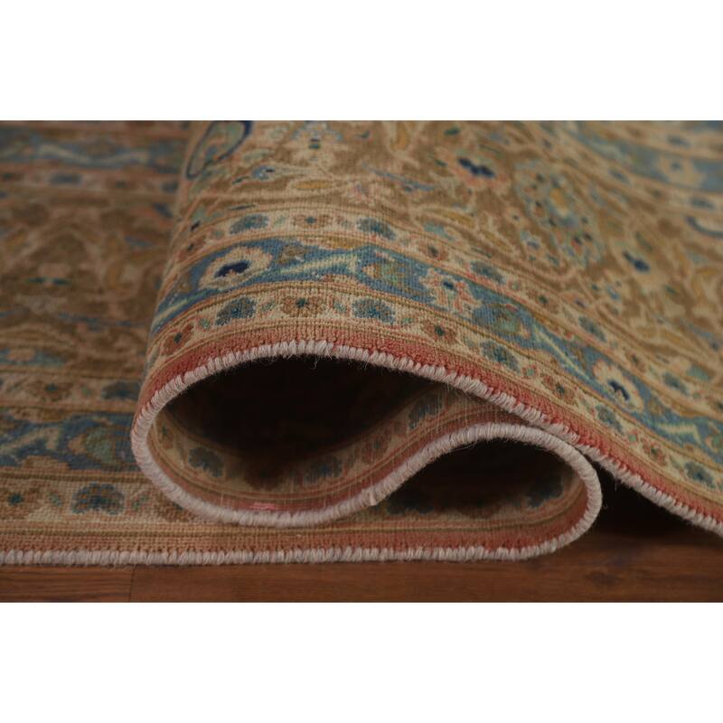 Hand Knotted Oriental 100% Wool Carpet Traditional Floral Oranges & Rust Mashad Area Rug - 12' 6'' X 9' 5''