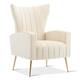 High Back Wingback Arm Chair Velvet Accent Chair, White - Bed Bath ...