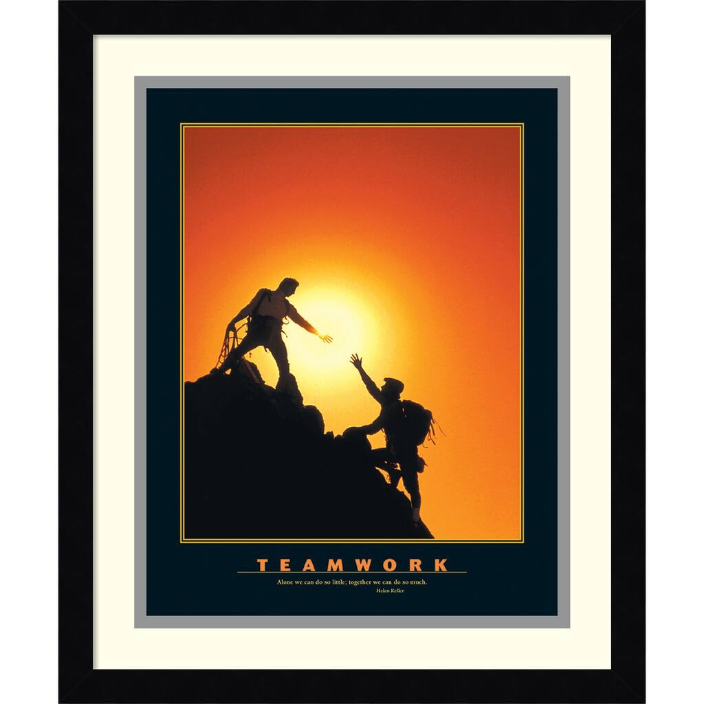Framed Art Print 'Teamwork (Climbers)' 15 x 18-inch