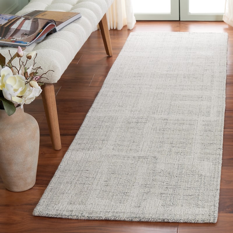 SAFAVIEH Handmade Abstract Bjargey Contemporary Wool Rug - 2'3" x 8' Runner - Grey/Ivory