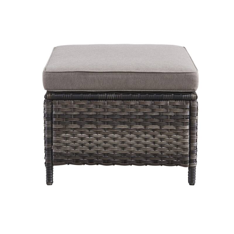 Gymojoy 3-Piece Outdoor Patio High-back Wicker Sectional Ottoman Set